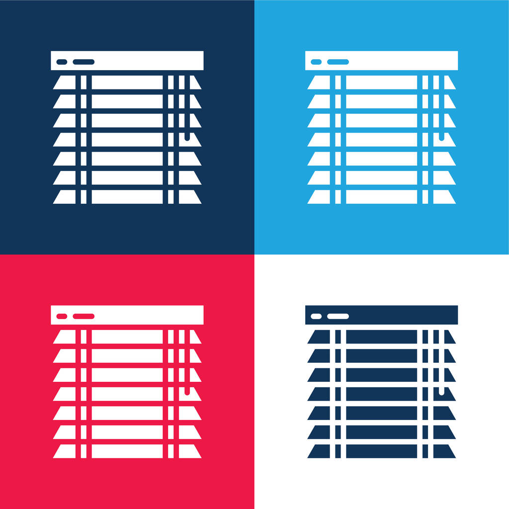 Blinds modrá a červená čtyři barvy minimální ikona nastavena - Vektor, obrázek