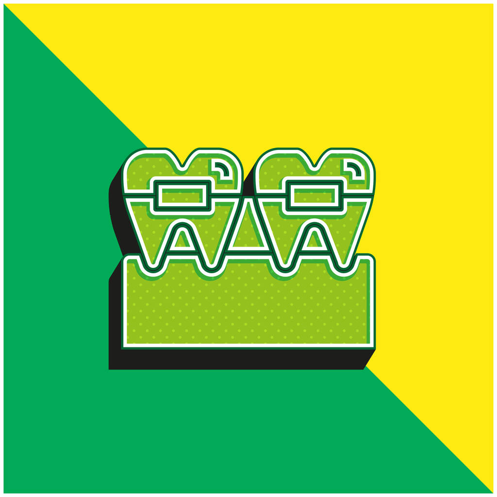 Fogszabályzó Zöld és sárga modern 3D vektor ikon logó - Vektor, kép