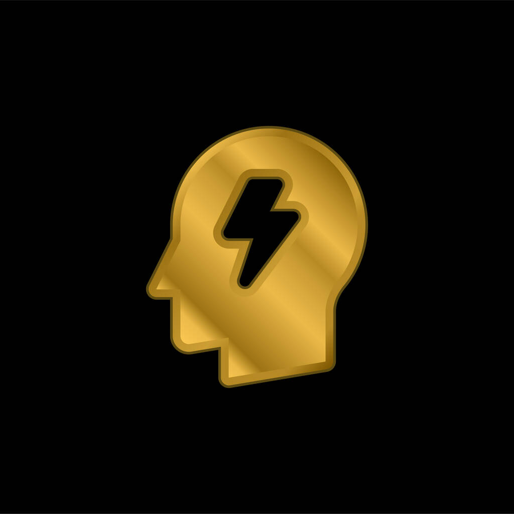 Tormenta de ideas chapado en oro icono metálico o logo vector - Vector, imagen
