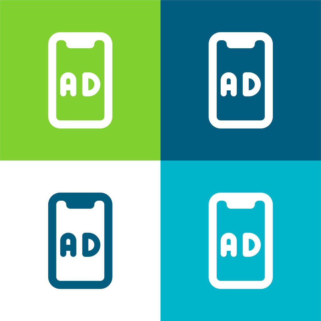 Διαφημίσεις Επίπεδο σύνολο εικονίδιο τεσσάρων χρωμάτων - Διάνυσμα, εικόνα