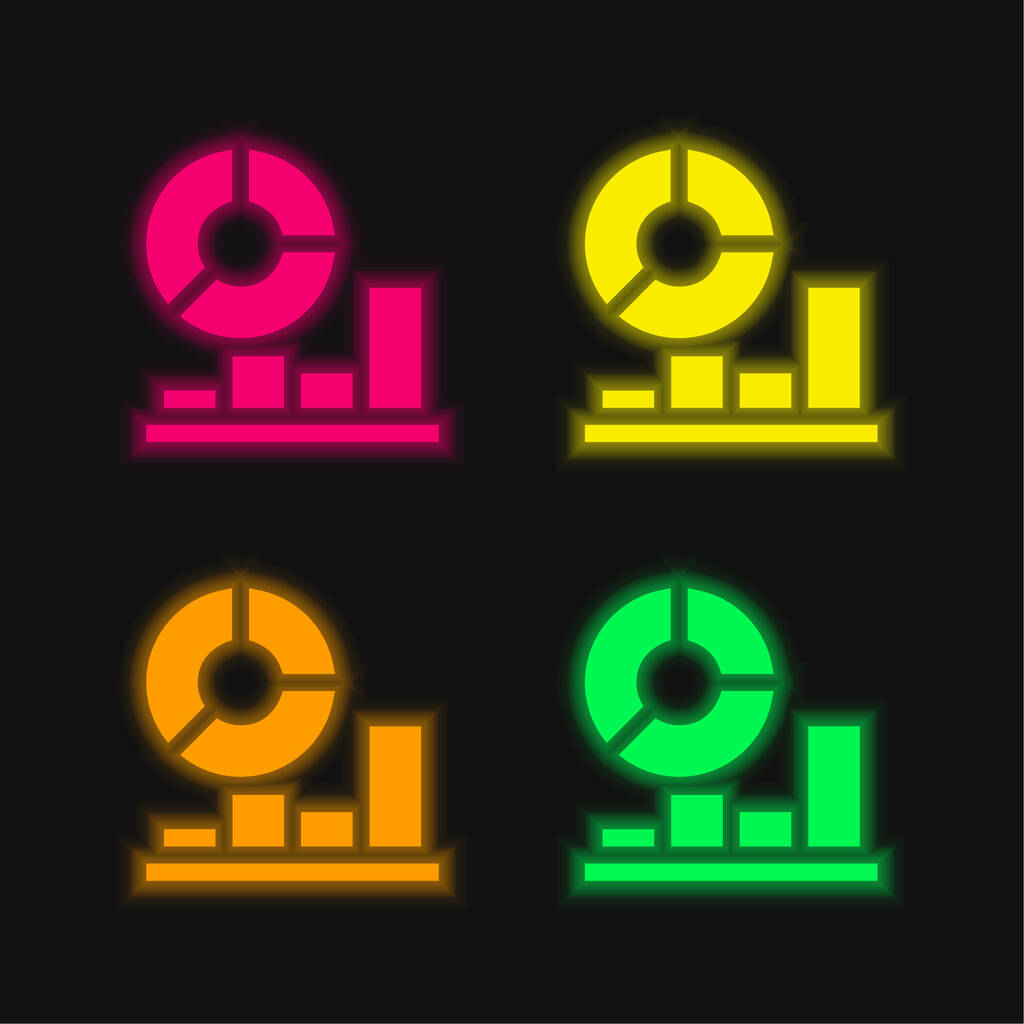 Analyse vier Farbe leuchtenden Neon-Vektor-Symbol - Vektor, Bild