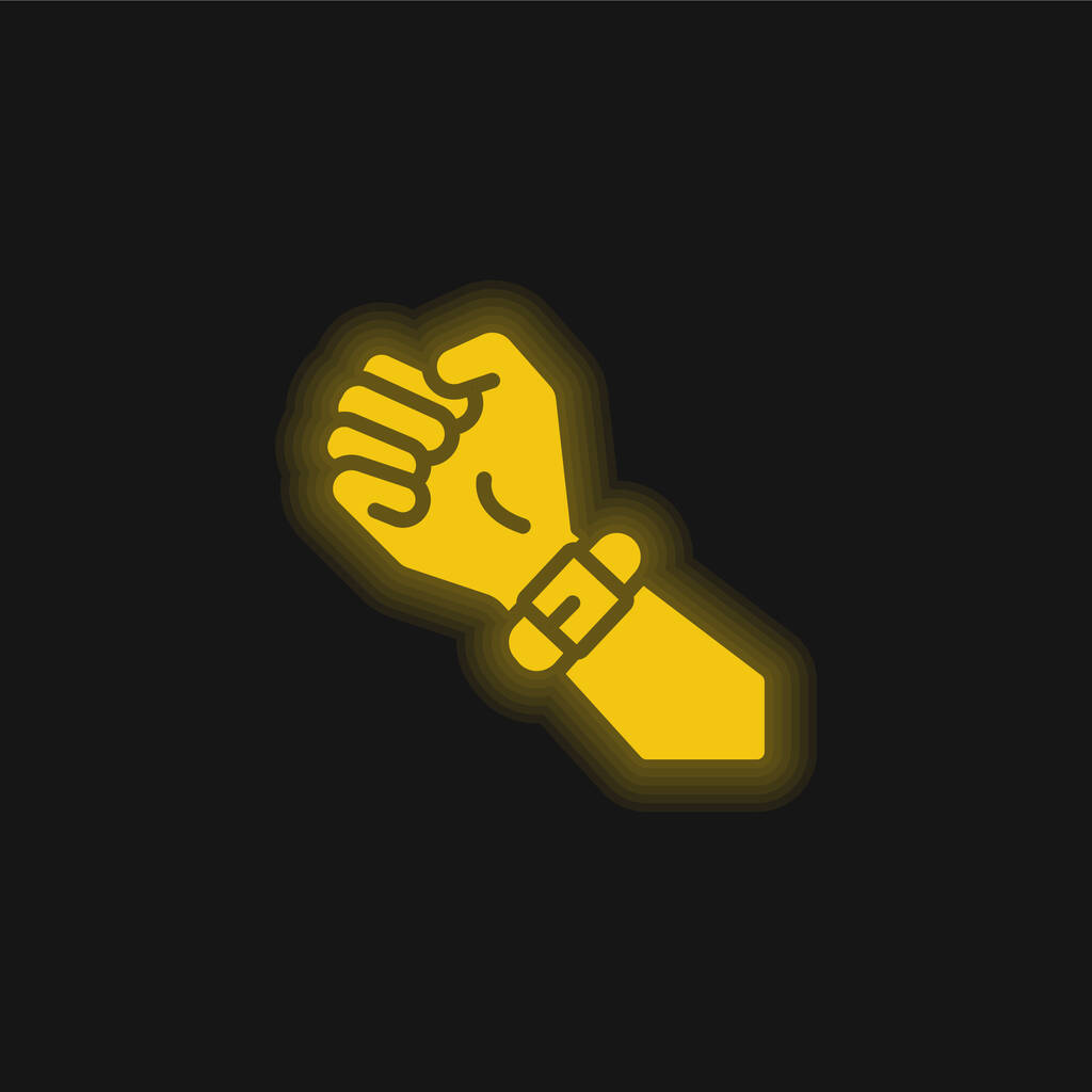 Zenekar sárga izzó neon ikon - Vektor, kép