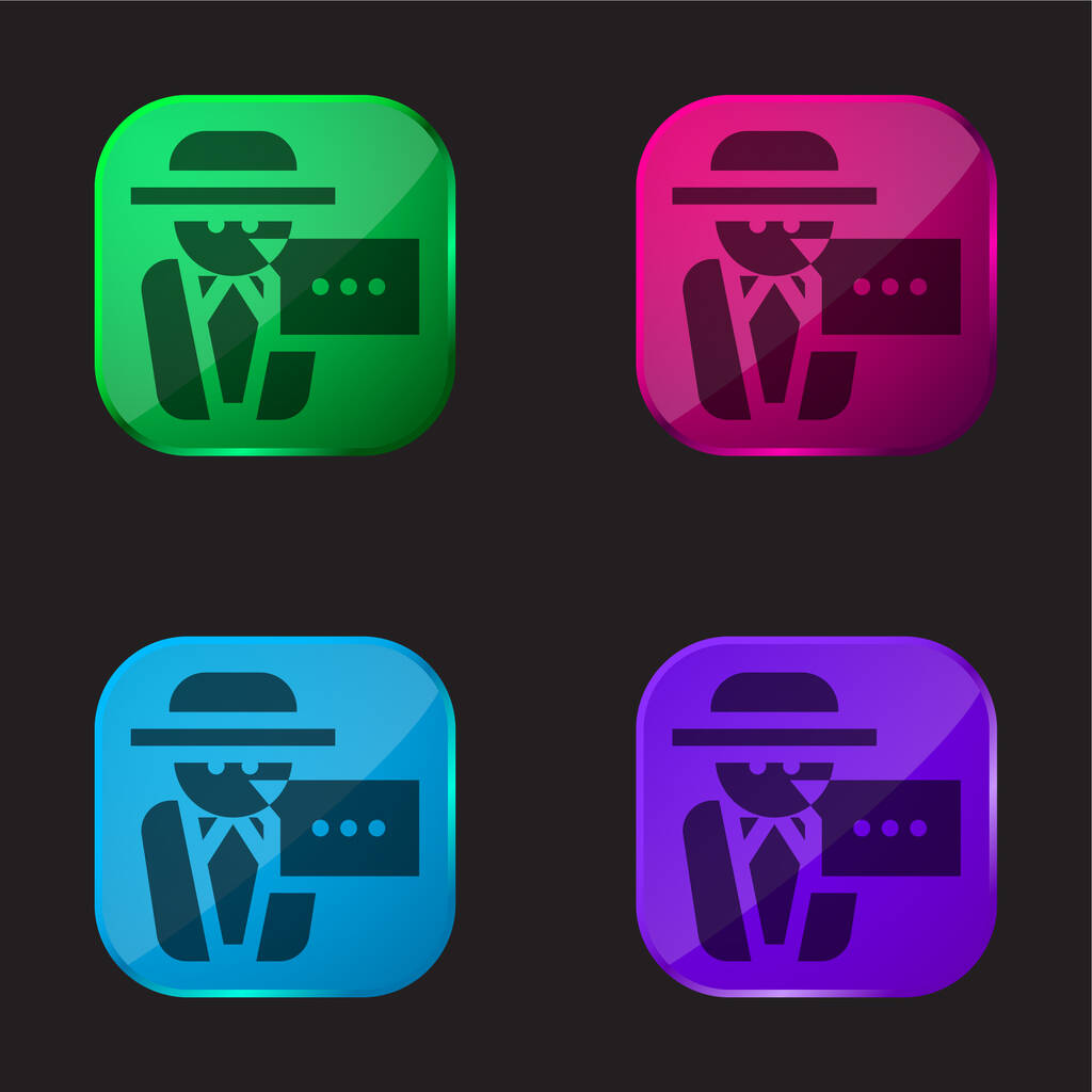 Anonymní zpráva čtyři barvy skla ikona tlačítka - Vektor, obrázek