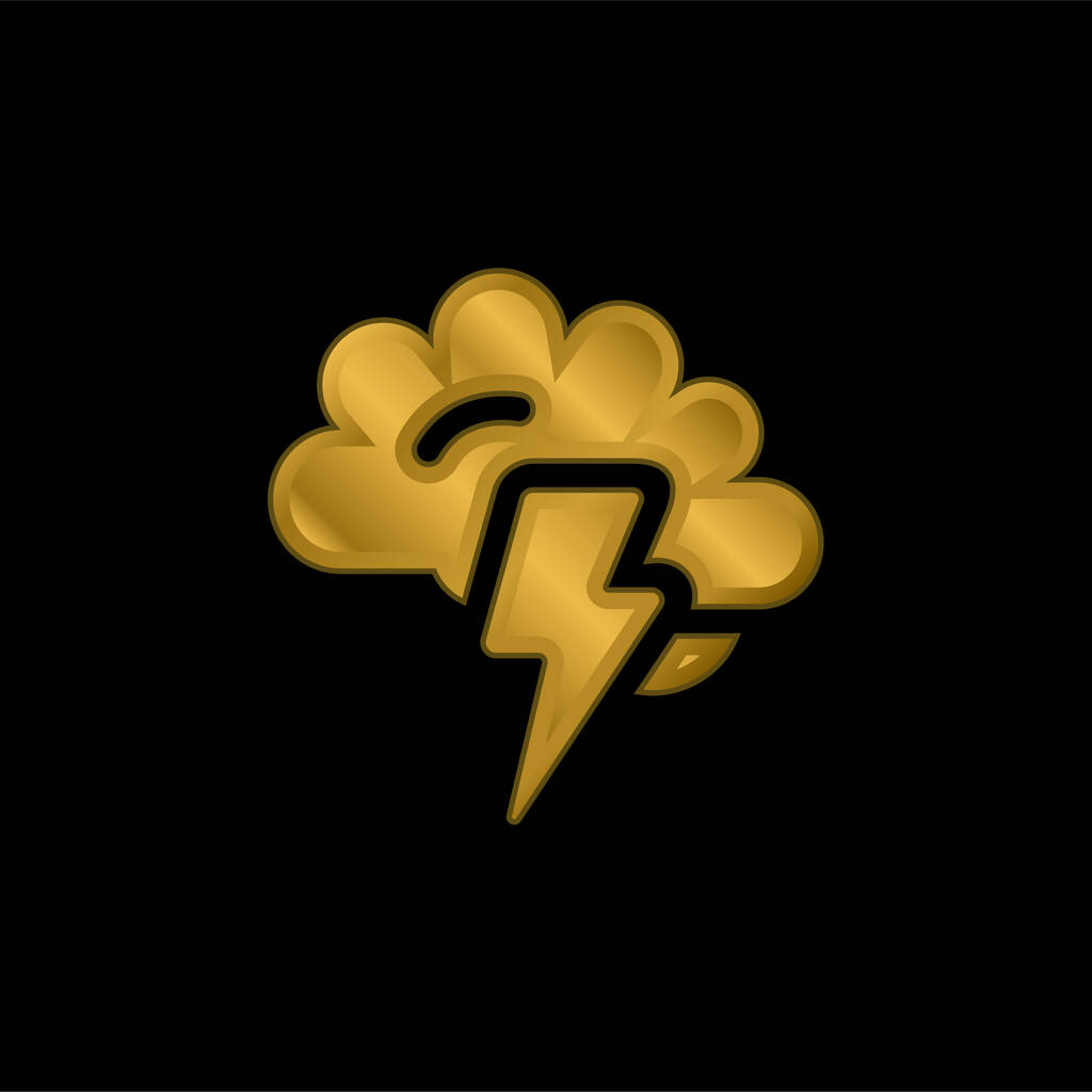 Lluvia de ideas chapado en oro icono metálico o logo vector - Vector, Imagen