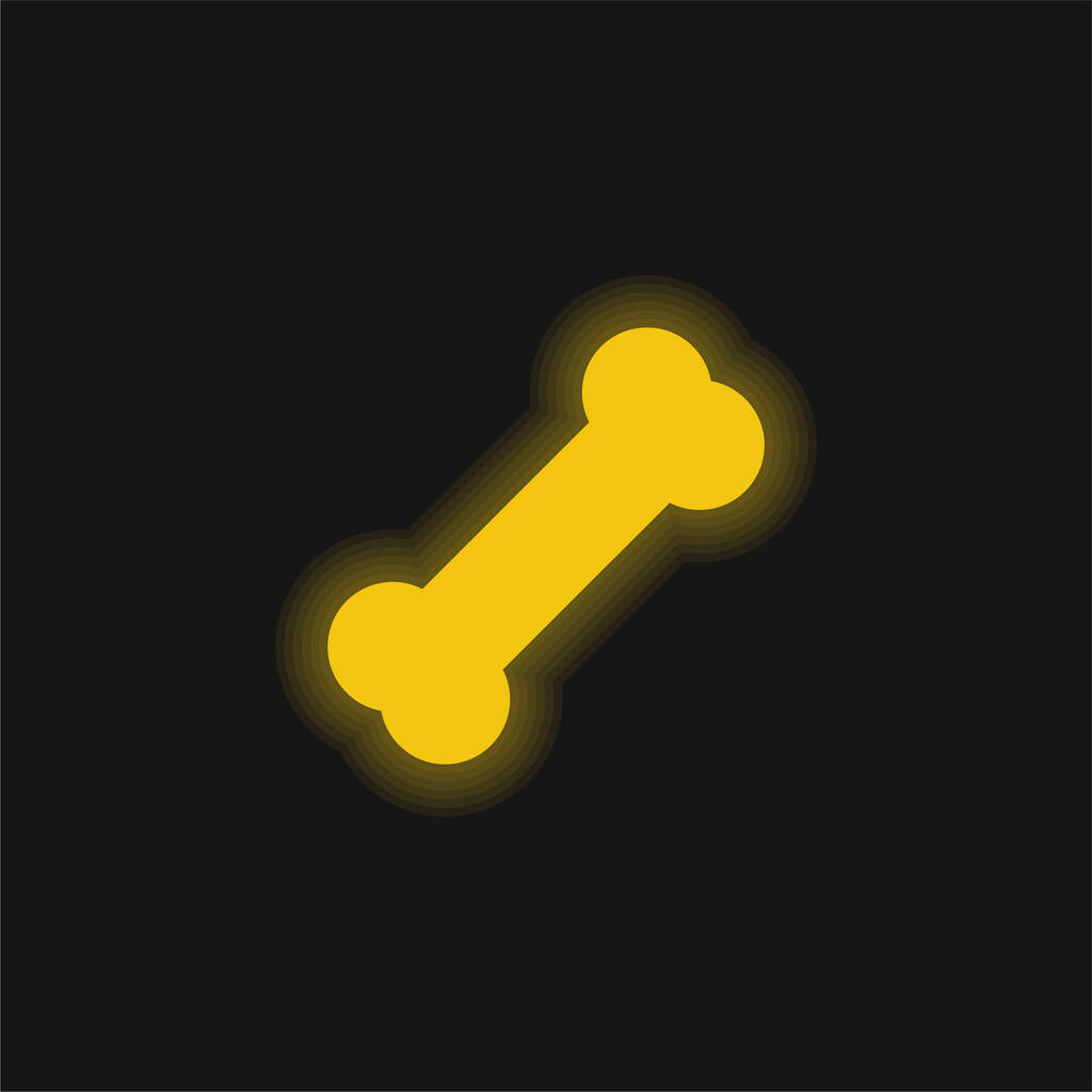 Hueso amarillo brillante icono de neón - Vector, imagen