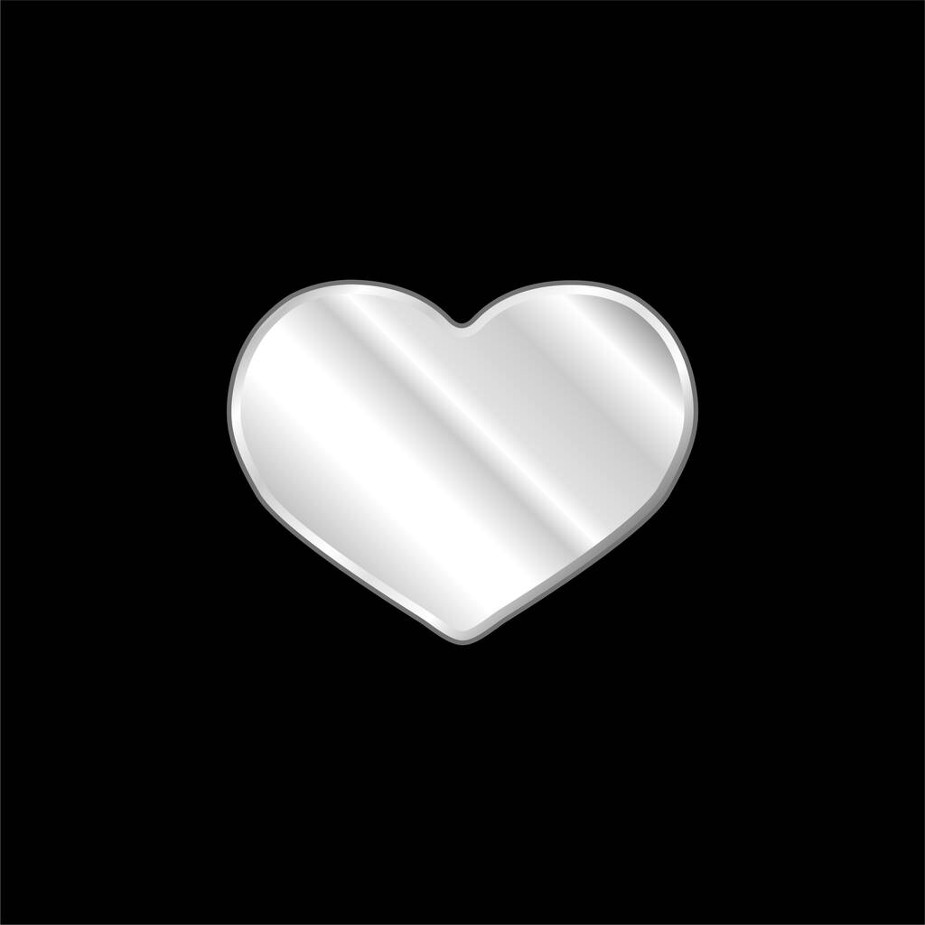 Gran Corazón Negro plateado icono metálico - Vector, imagen