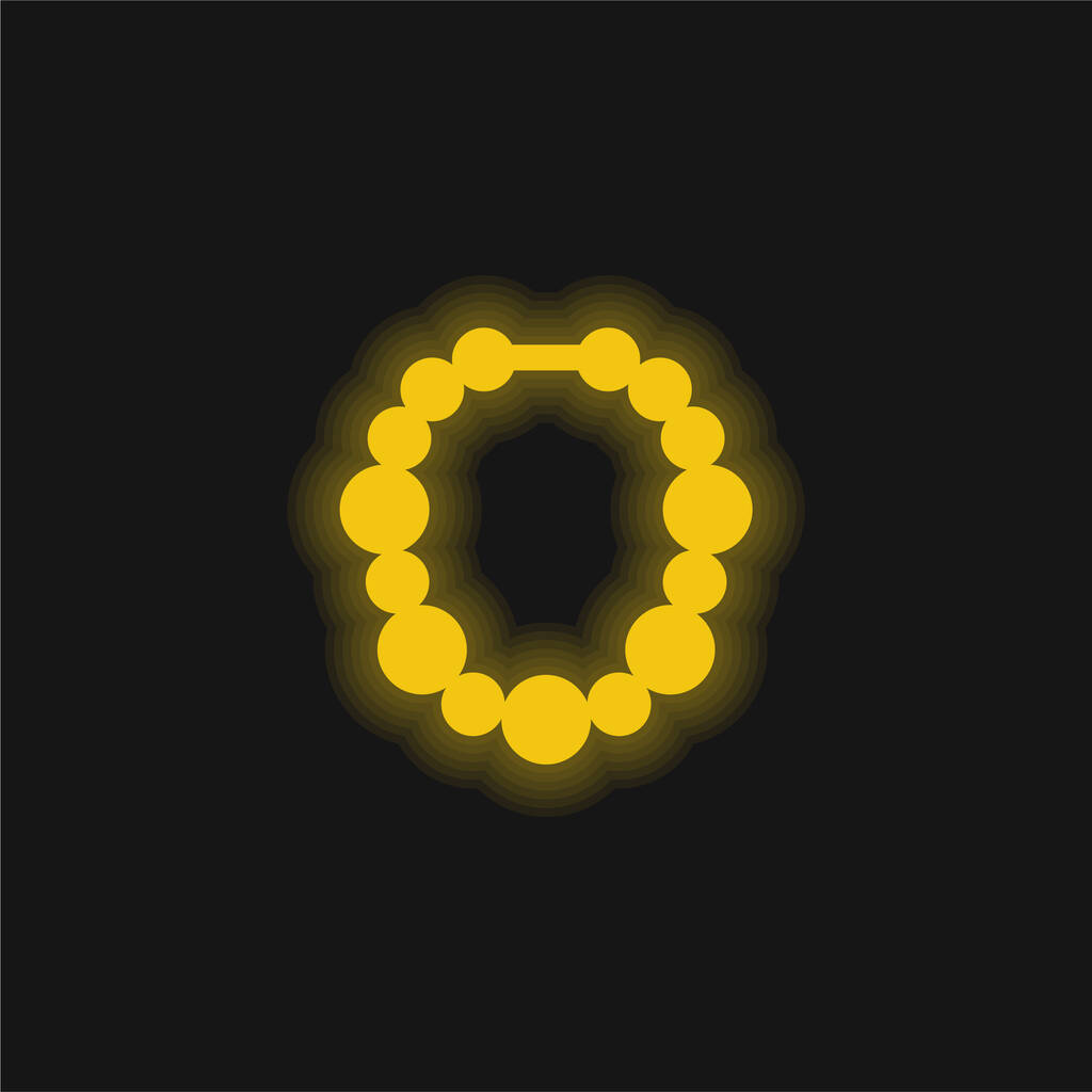 Gyöngyök sárga izzó neon ikon - Vektor, kép