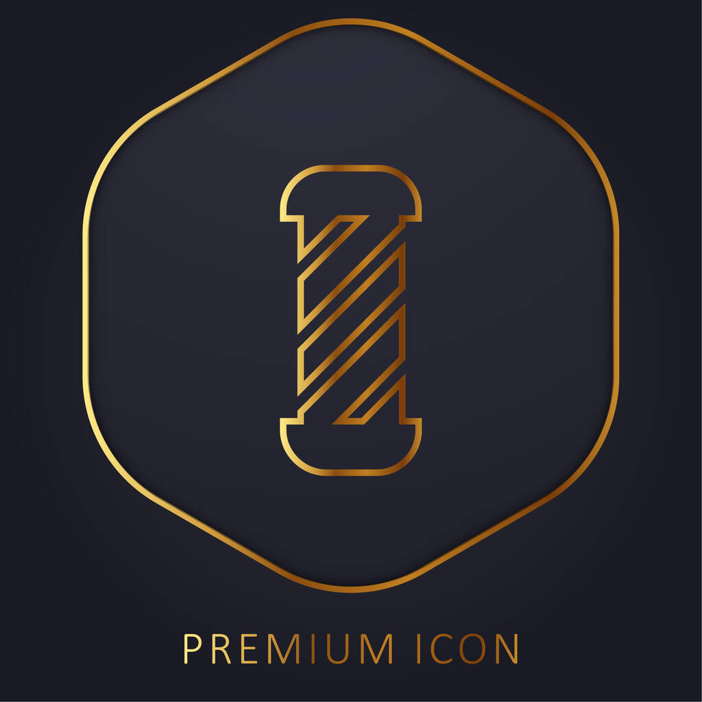 Barber Shop golden line premium logo or icon - Vector, Image