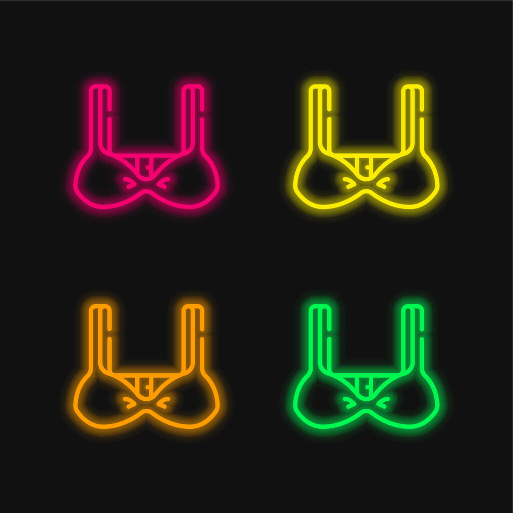 Бюстгальтер чотирьох кольорів, що світяться неоном Векторна піктограма
 - Вектор, зображення
