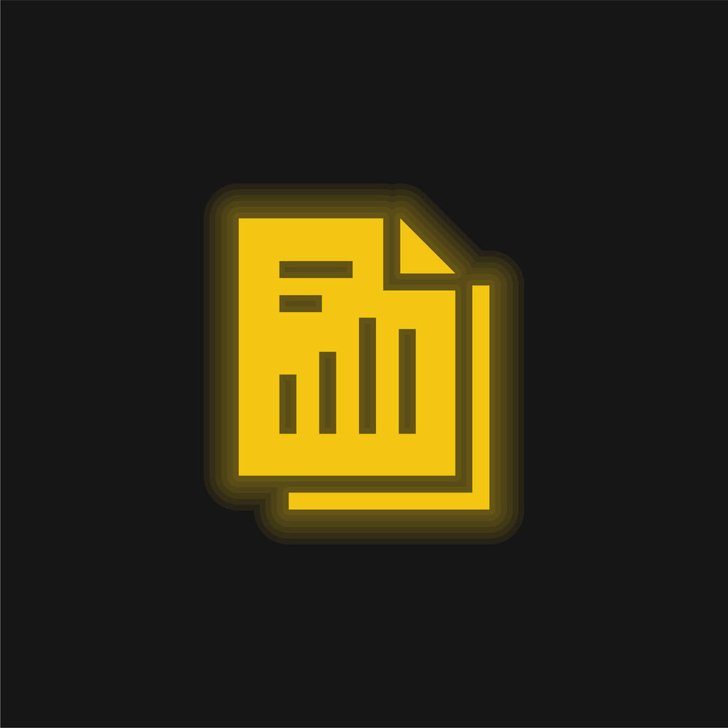 Bar Graph yellow glowing neon icon - Vector, Image