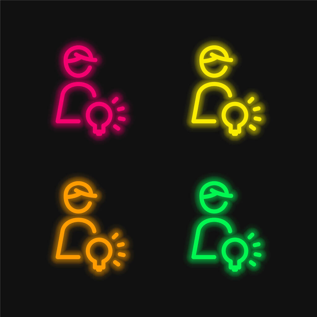 Művészeti igazgató négy szín izzó neon vektor ikon - Vektor, kép