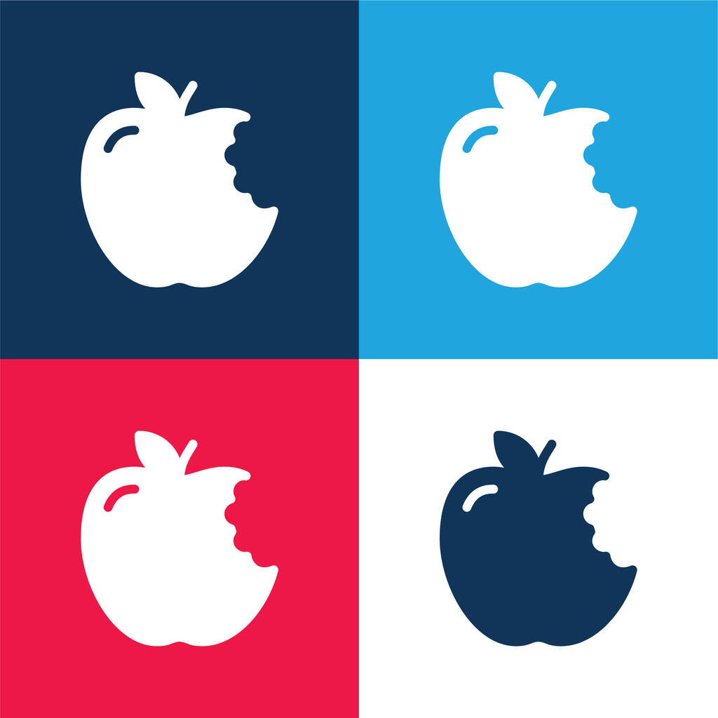 Apple blue und red four color minimal icon set - Vektor, Bild