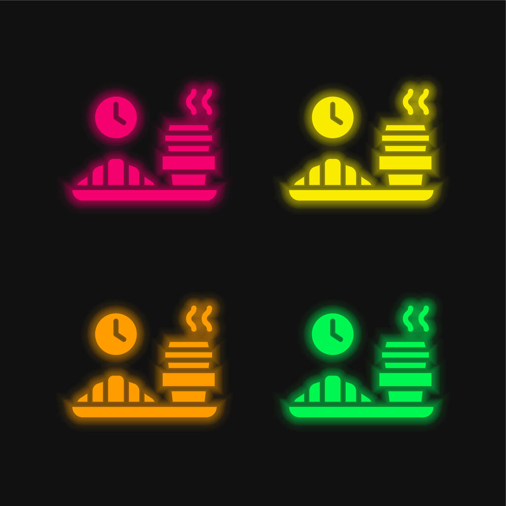 Romper cuatro colores brillante icono de vectores de neón - Vector, Imagen