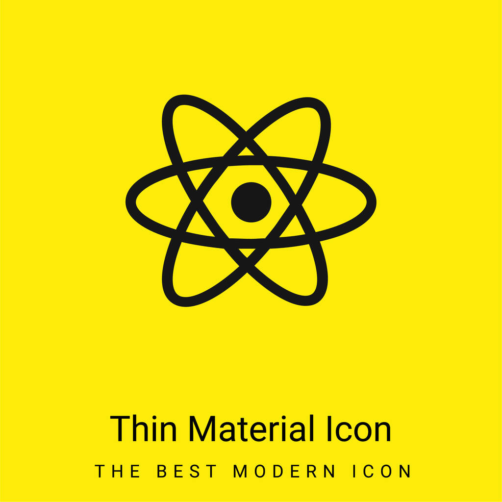 Atom Symbol icono de material amarillo brillante mínimo - Vector, Imagen