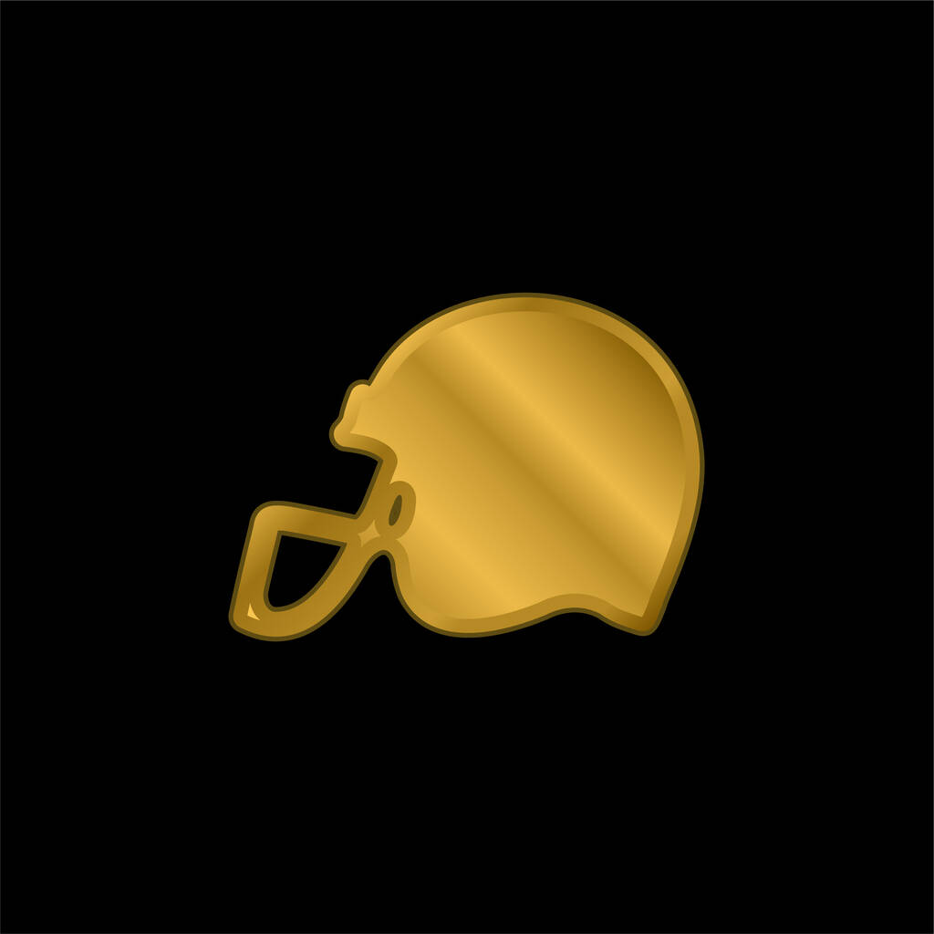American Football Helmet Side View Black Silhouette gold plated metical icon or logo vctor - ベクター画像