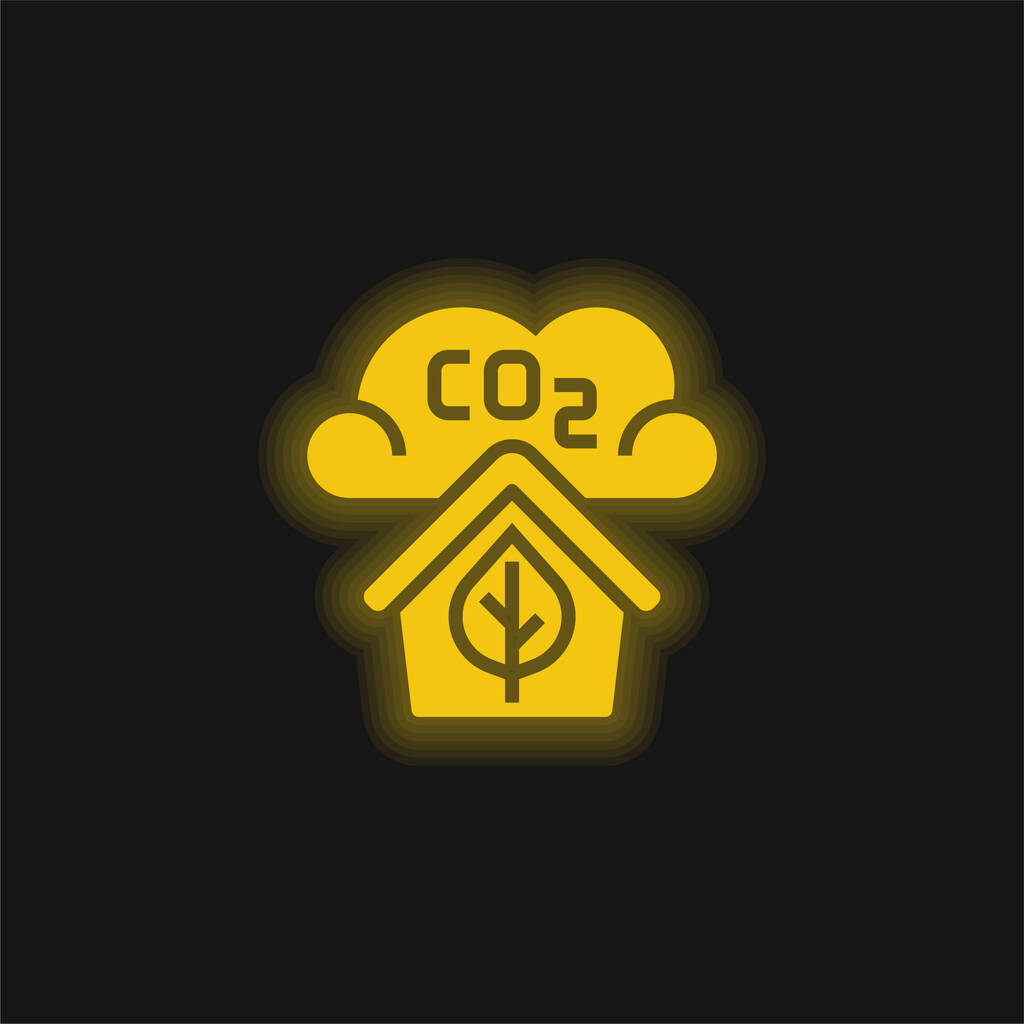 Ikona žlutého zářícího neonu kvality ovzduší - Vektor, obrázek