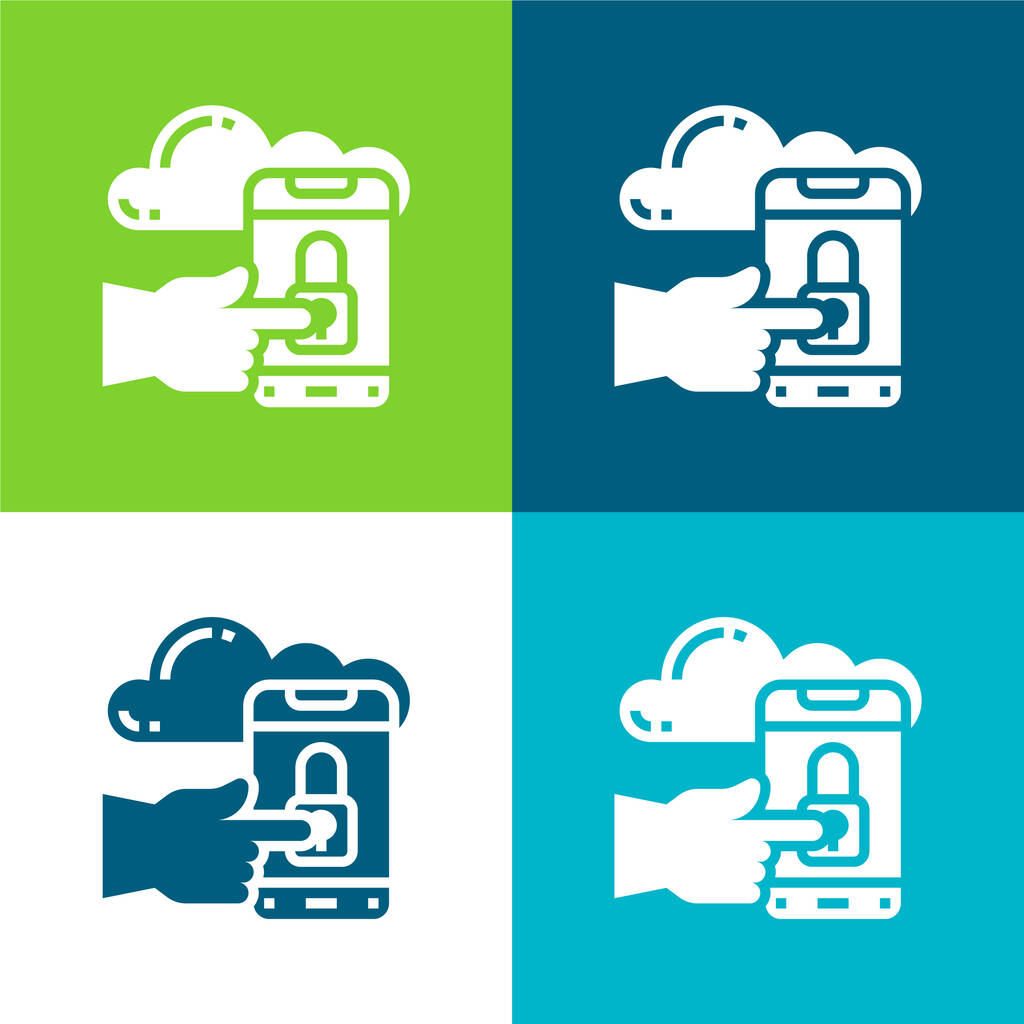 Access Set di icone minimali a quattro colori Flat - Vettoriali, immagini