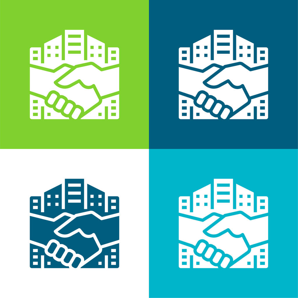 Umowa Mieszkanie czterech kolorów minimalny zestaw ikon - Wektor, obraz