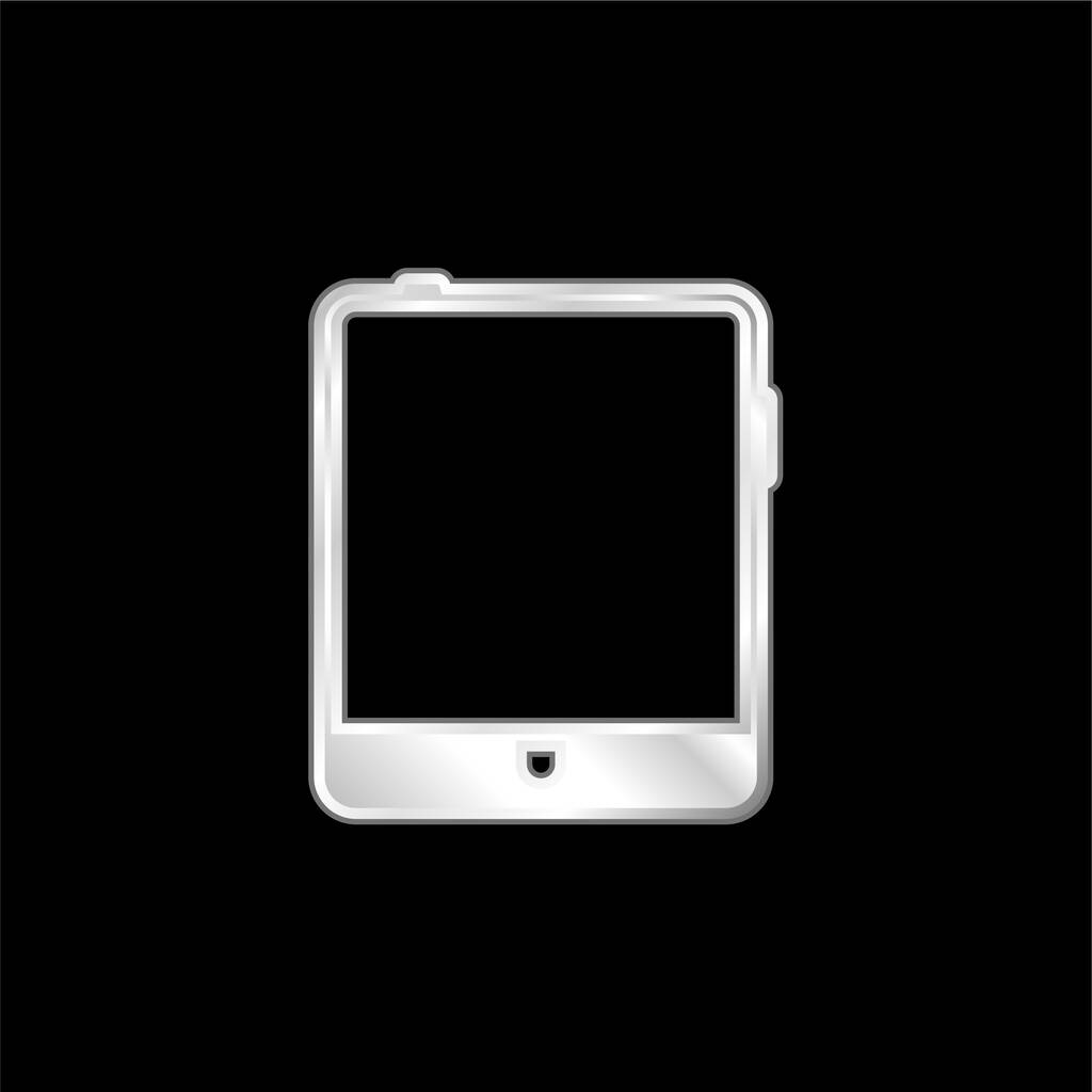 Grande Tablet prata banhado ícone metálico - Vetor, Imagem