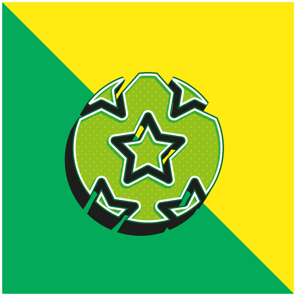 Мяч со звездами Зеленый и желтый современный 3d векторный логотип - Вектор,изображение