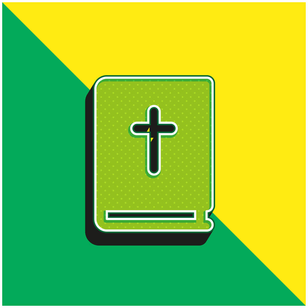 Biblia Zöld és sárga modern 3D vektor ikon logó - Vektor, kép