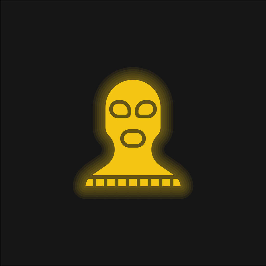 Balaclava żółty świecący neon ikona - Wektor, obraz