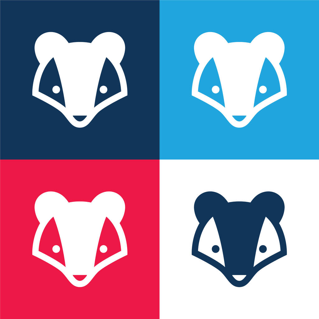 Badger blue and red four color minimal icon set - Vector, Image
