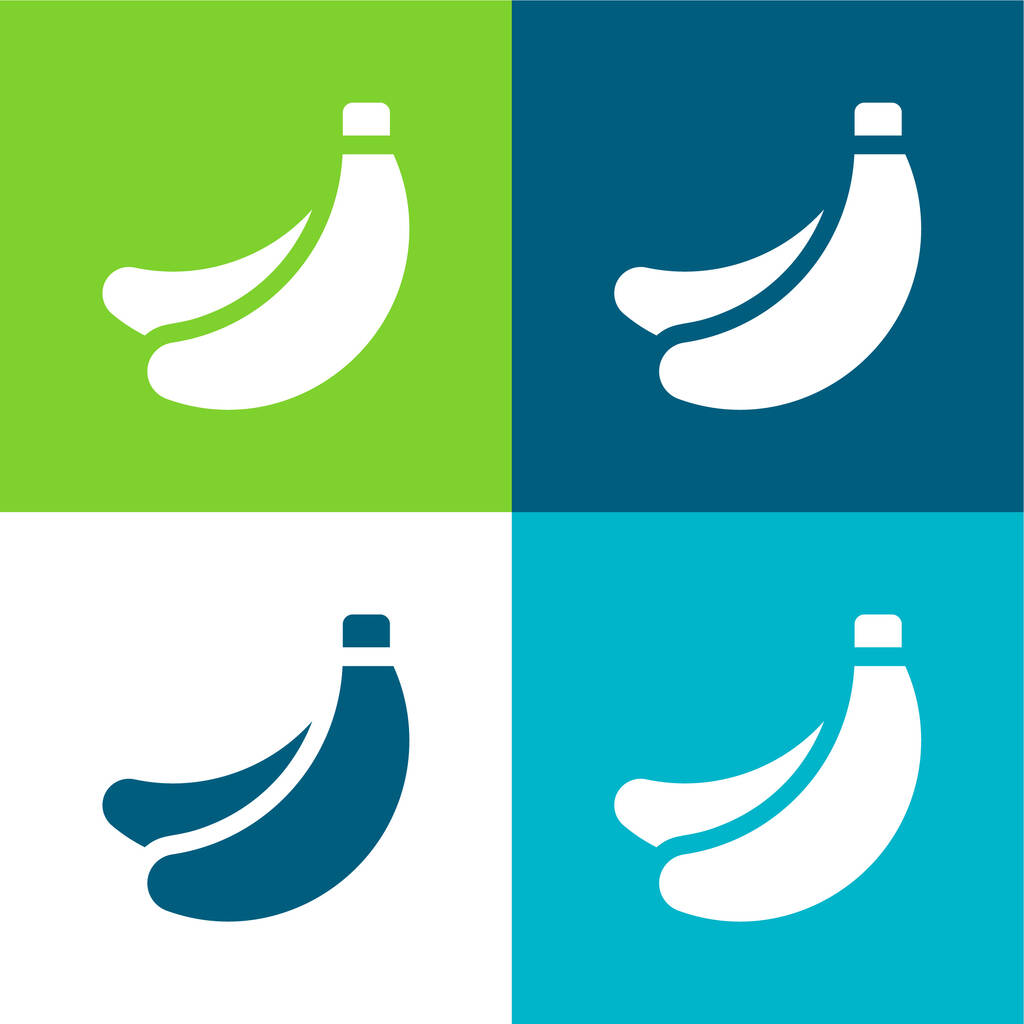 Bananen Vlak vier kleuren minimale pictogram set - Vector, afbeelding