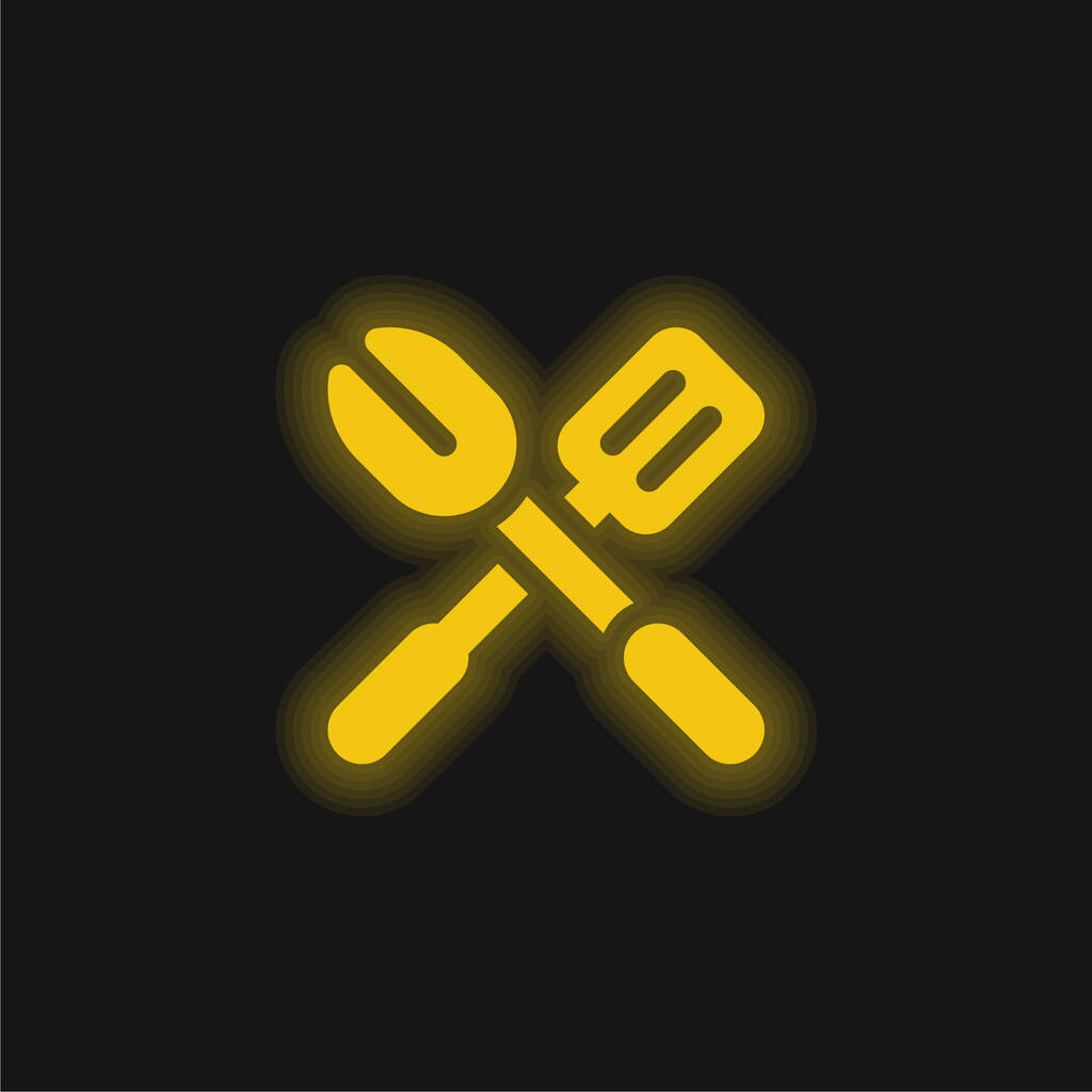 Барбекю жовта сяюча неонова іконка
 - Вектор, зображення