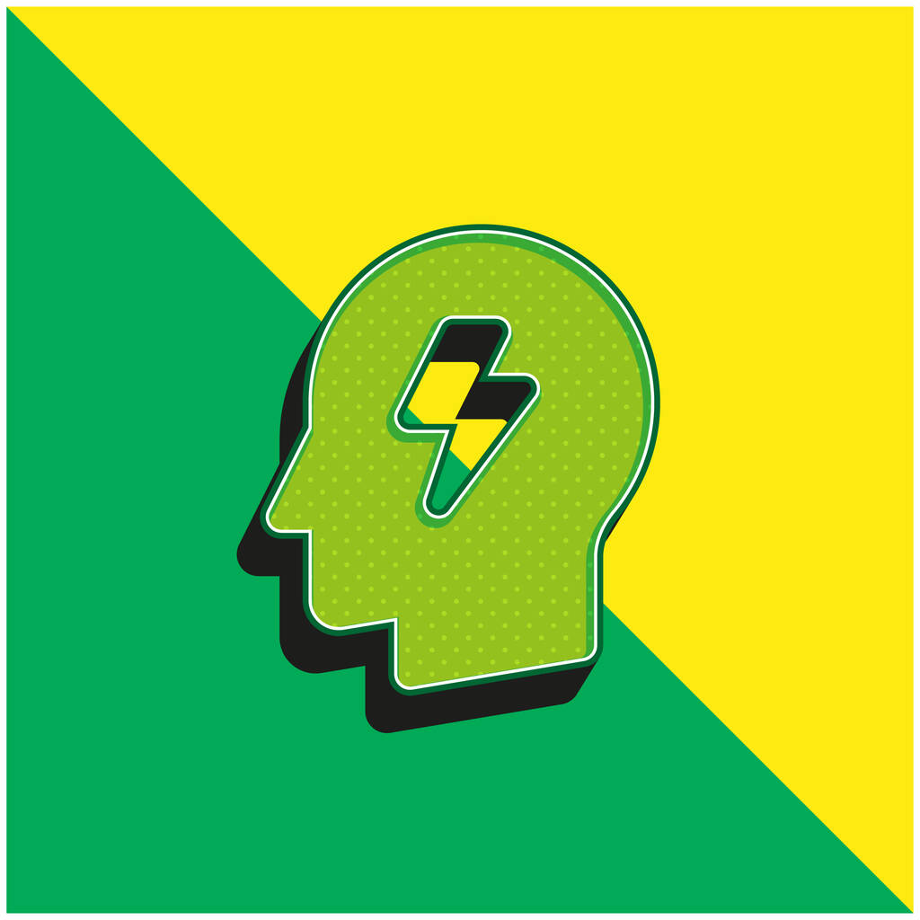 Brainstorm Green and yellow modern 3d vector icon logo - Vector, Image