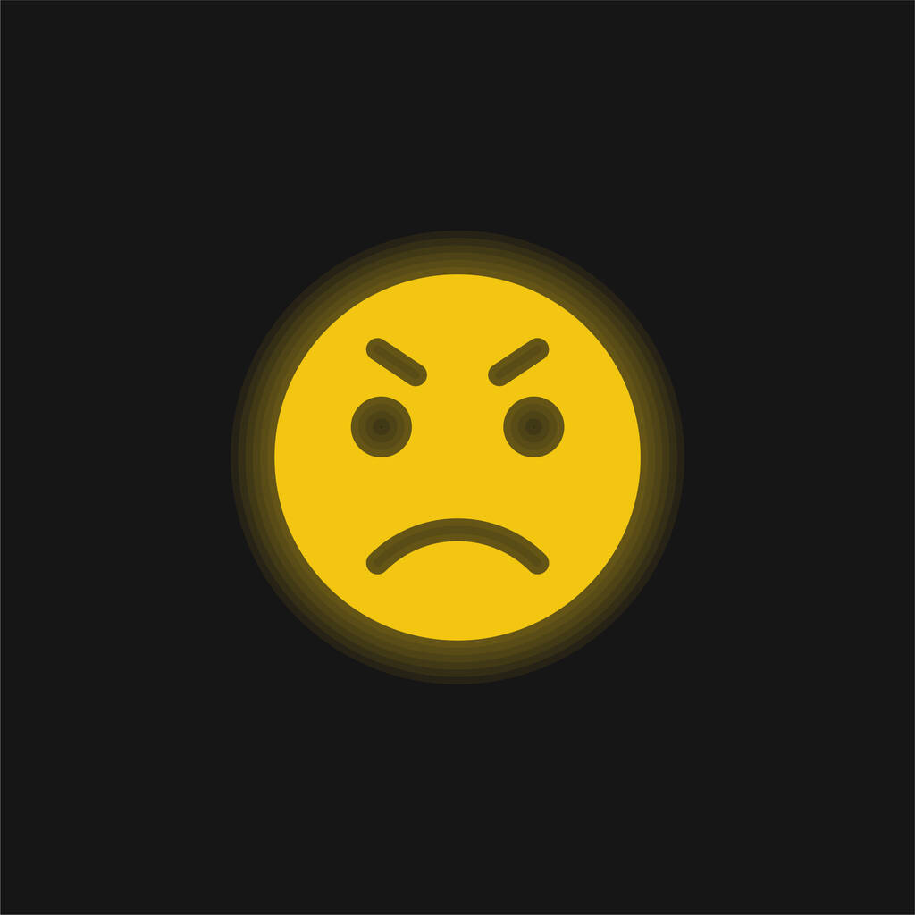 Woede geel gloeiende neon pictogram - Vector, afbeelding