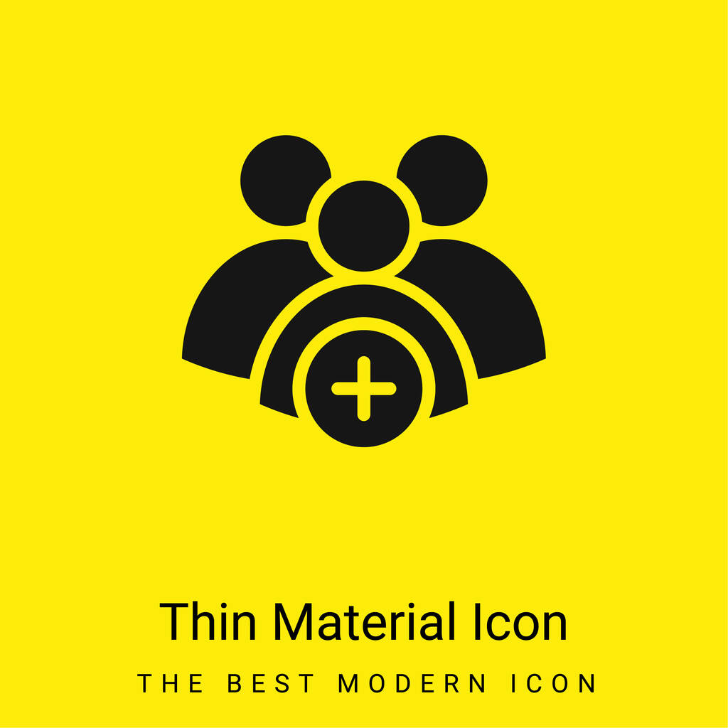 Adicionar grupo ícone material amarelo brilhante mínimo - Vetor, Imagem