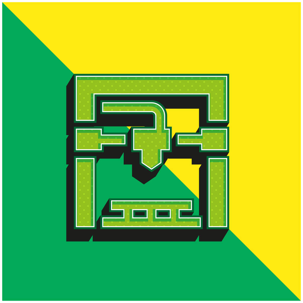 3D-Drucker Grünes und gelbes modernes 3D-Vektorsymbol-Logo - Vektor, Bild