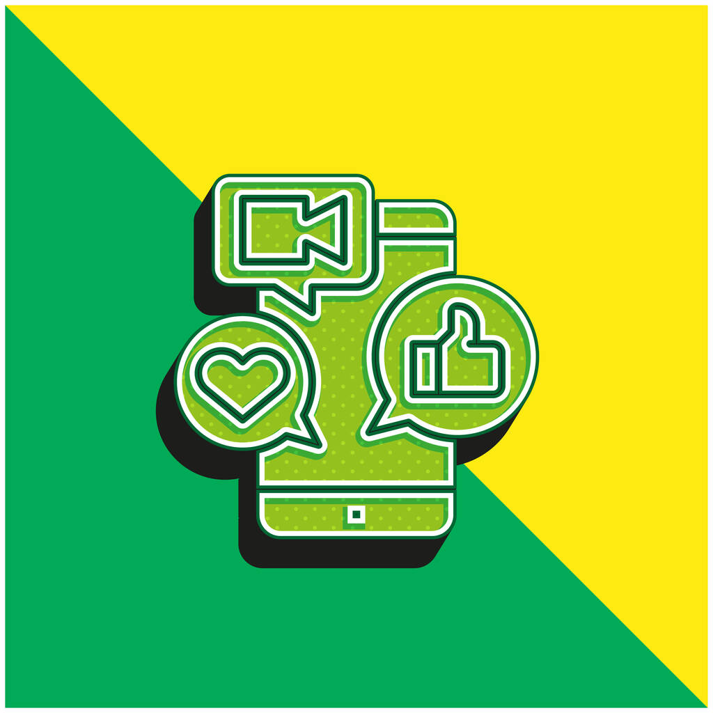 App Verde e amarelo moderno logotipo vetor 3d ícone - Vetor, Imagem