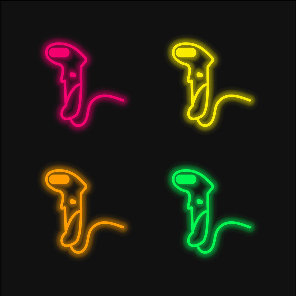 Kod kreskowy Skaner cztery kolory świecące neon wektor ikona - Wektor, obraz