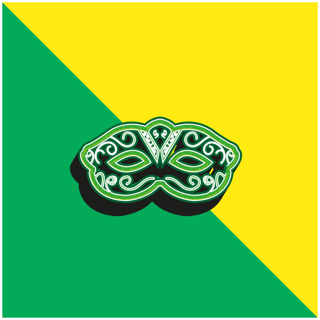 Máscara artística del carnaval para cubrir los ojos verde y amarillo moderno logotipo del icono del vector 3d - Vector, Imagen