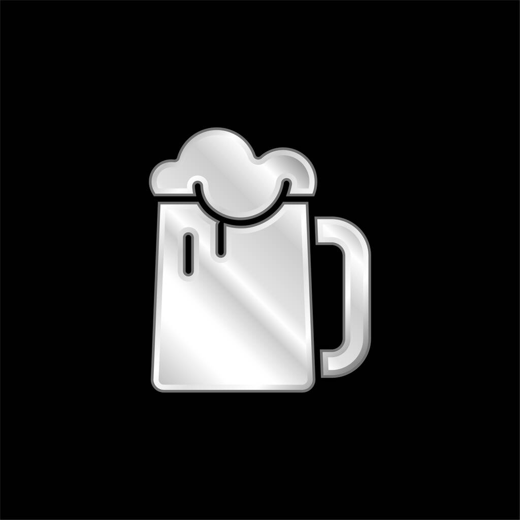 Pivní stříbrná metalická ikona - Vektor, obrázek