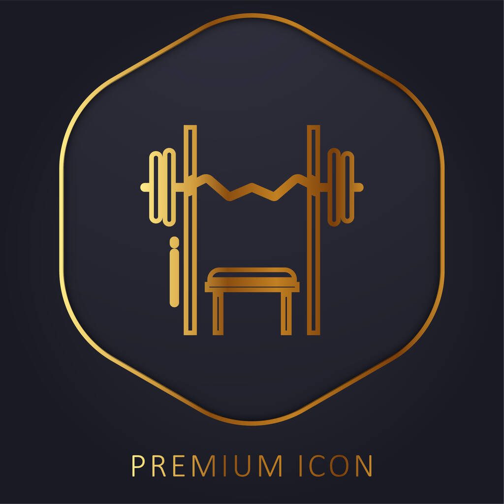 Logotipo o icono premium de la línea dorada de Bench Press - Vector, Imagen