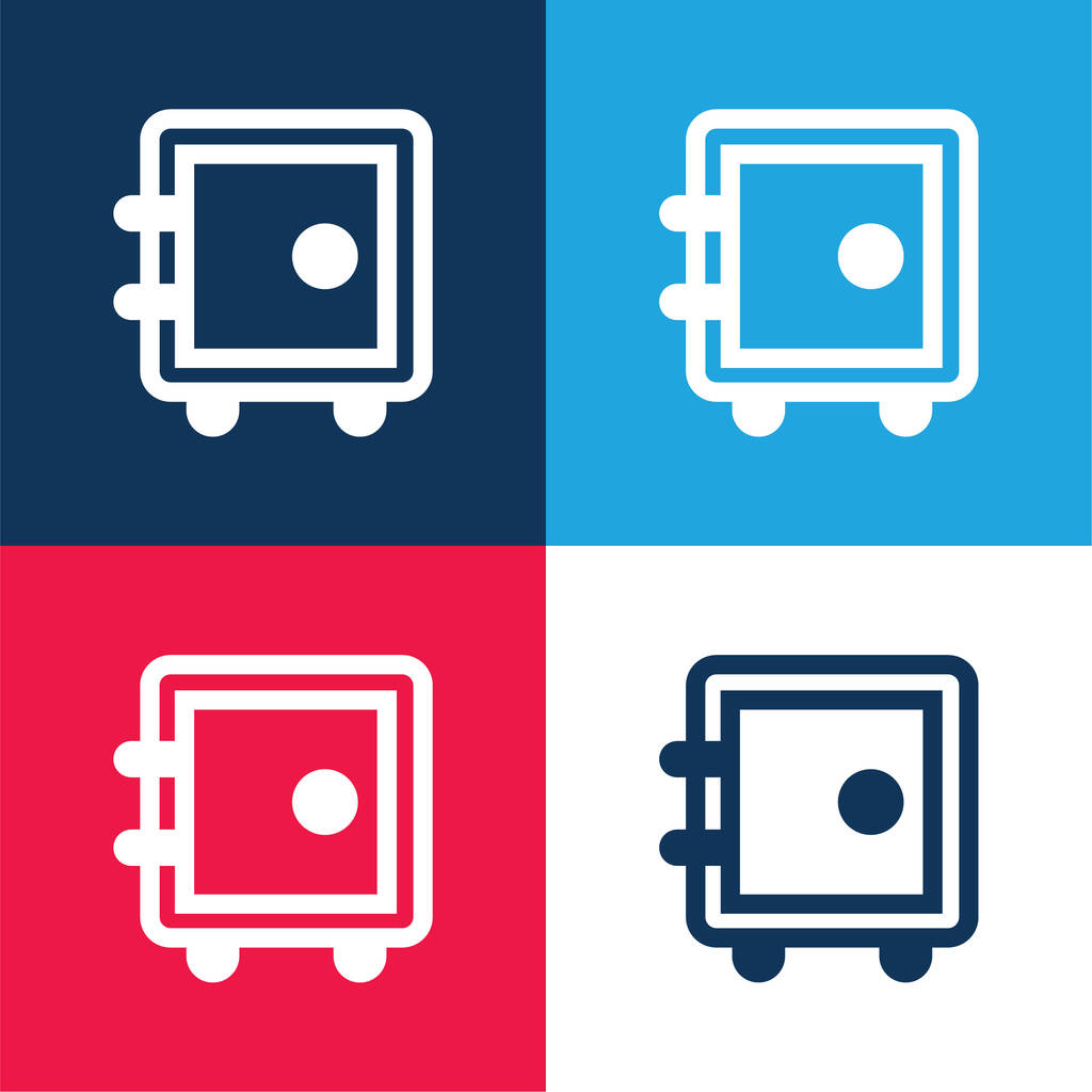 Grand coffre-fort bleu et rouge quatre couleurs minimum jeu d'icônes - Vecteur, image