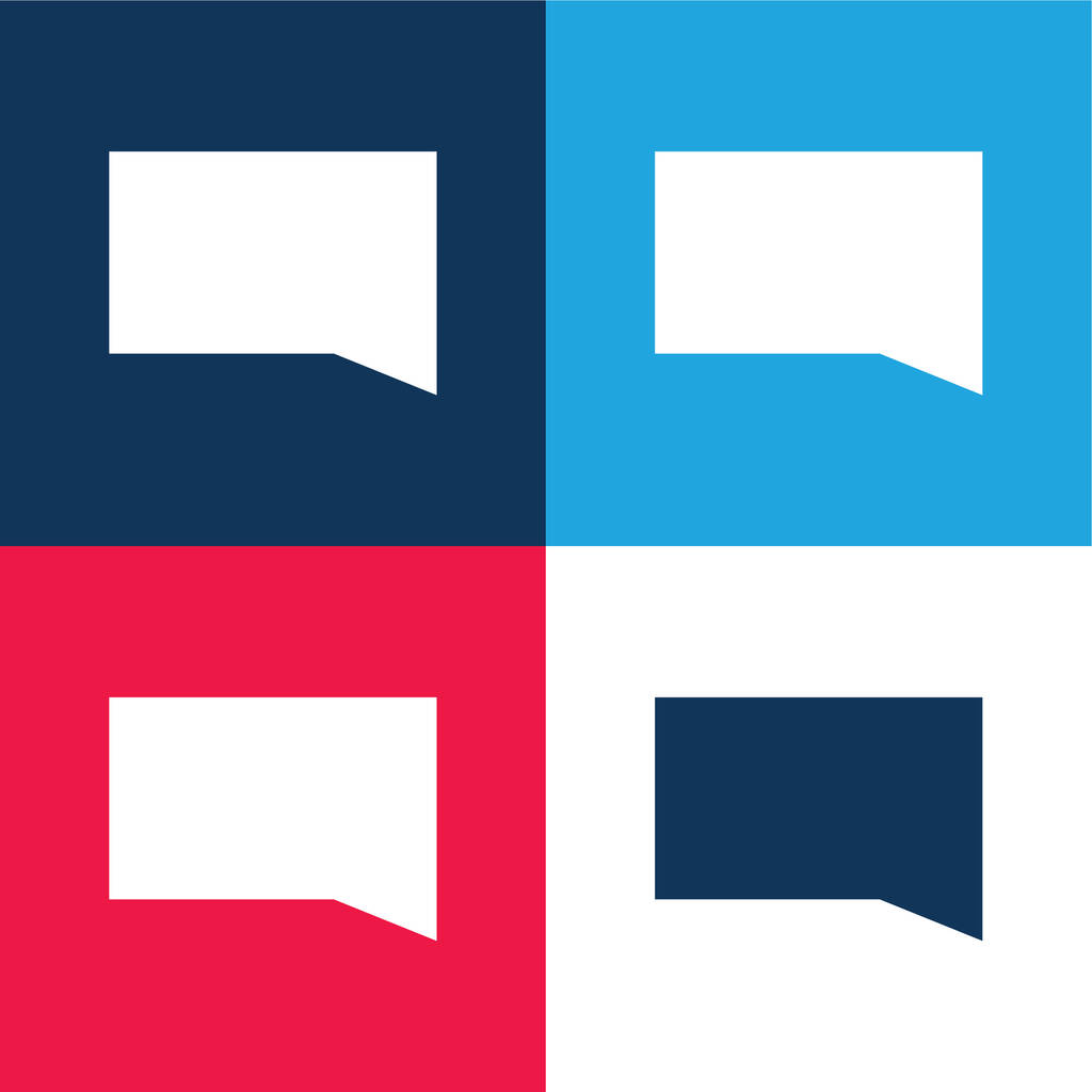Czarny czat Bubble niebieski i czerwony zestaw czterech kolorów minimalny zestaw ikon - Wektor, obraz