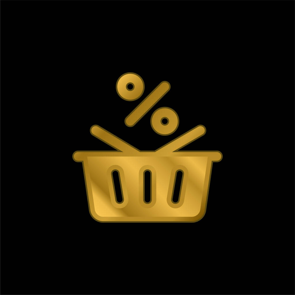 Koszyk złoty metaliczna ikona lub wektor logo - Wektor, obraz