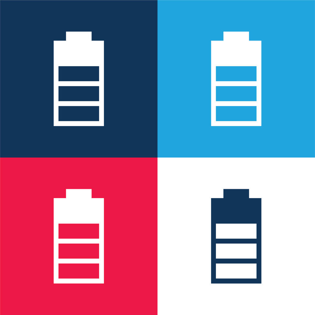 Battery Level Interface Symbol blue and red four color minimal icon set - Vector, Image