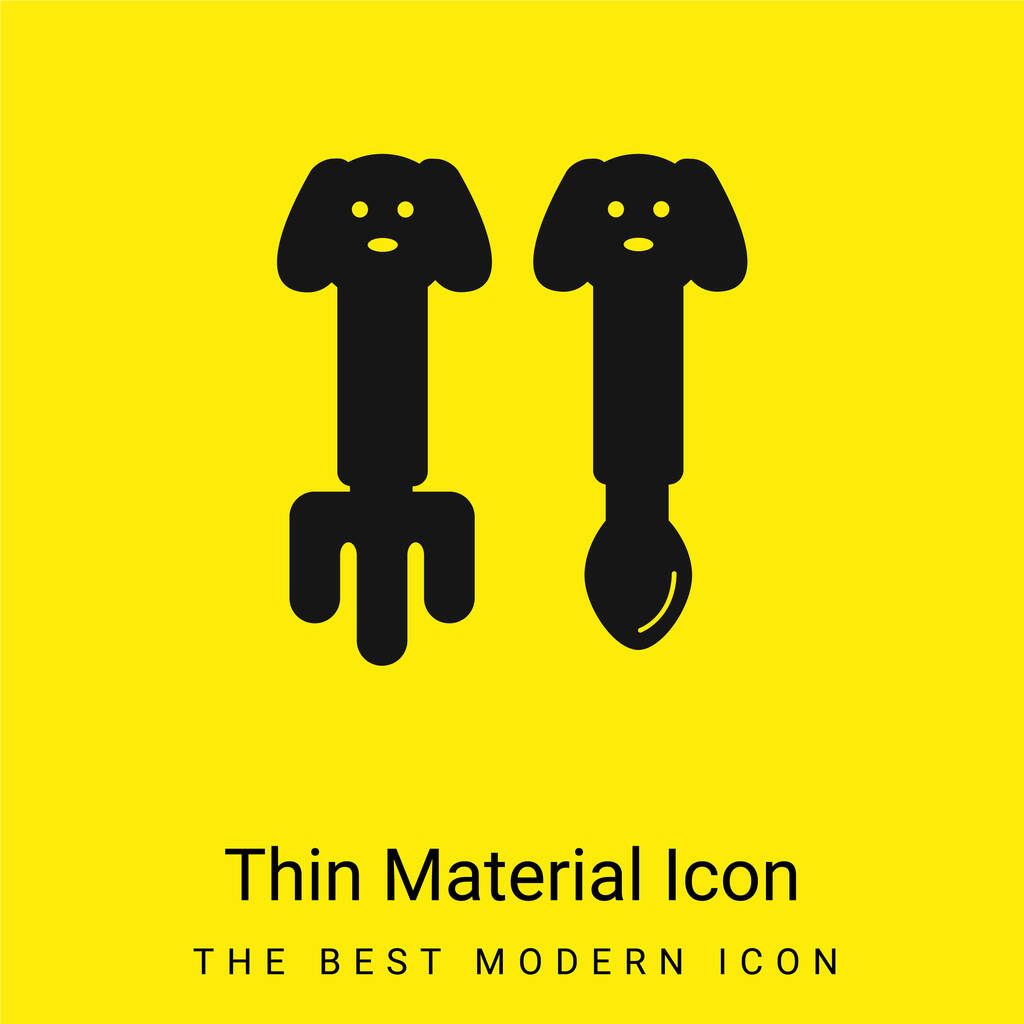 Baby Lepel en vork met schattig ontwerp minimaal helder geel materiaal pictogram - Vector, afbeelding