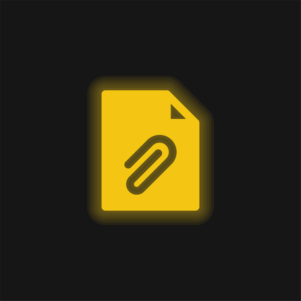 Прикрепленный жёлтый светящийся неоновый значок - Вектор,изображение