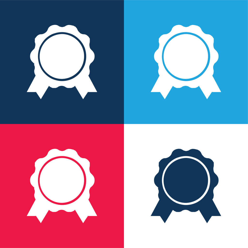 Ocenění odznak modrá a červená čtyři barvy minimální ikona nastavena - Vektor, obrázek