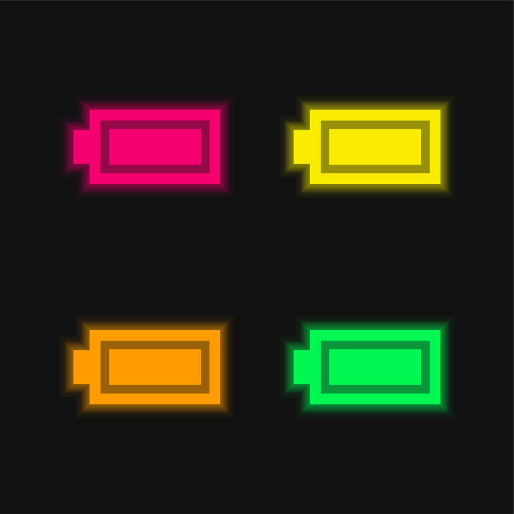 Batterie vier Farben leuchtenden Neon-Vektor-Symbol - Vektor, Bild