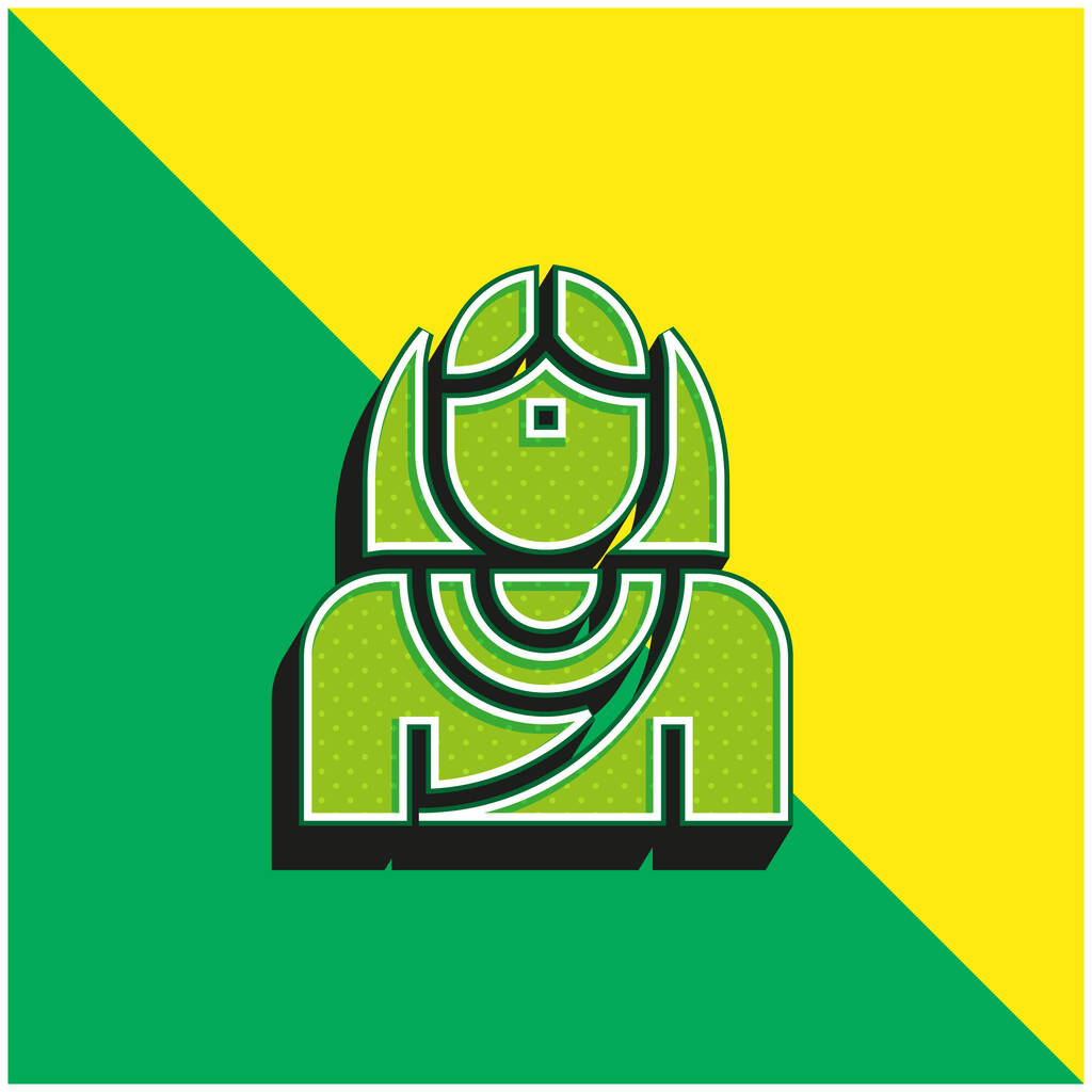 Noiva Verde e amarelo moderno logotipo vetor 3d ícone - Vetor, Imagem