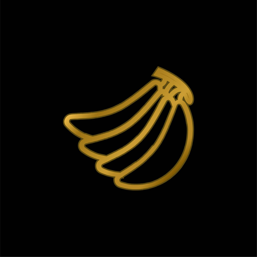 Banana De Cuatro Piezas Esquema chapado en oro icono metálico o logo vector - Vector, Imagen