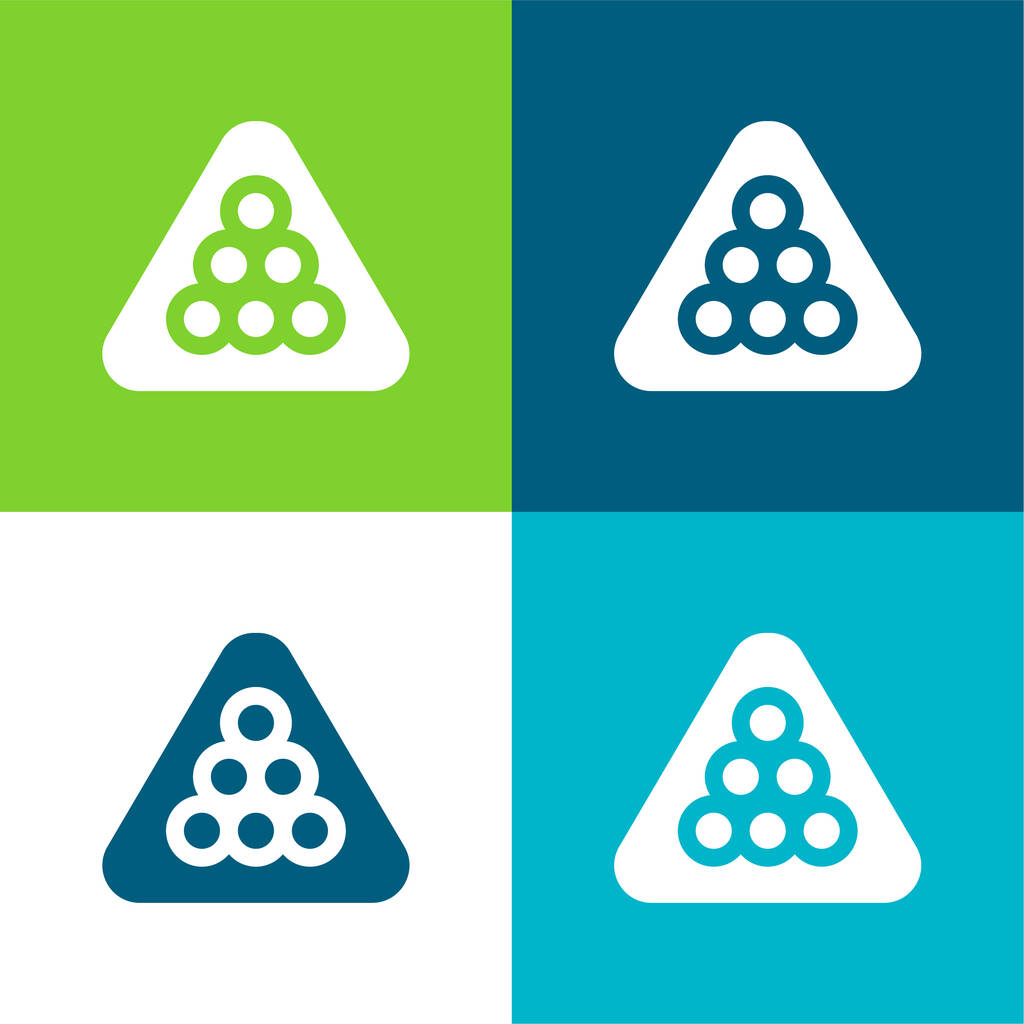 Set icona minimale a quattro colori Biliardo piatto - Vettoriali, immagini