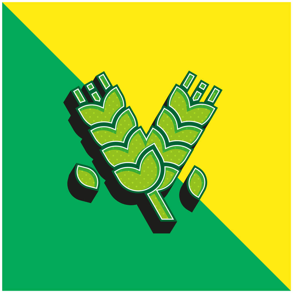 Cebada verde y amarillo moderno vector 3d icono del logotipo - Vector, imagen